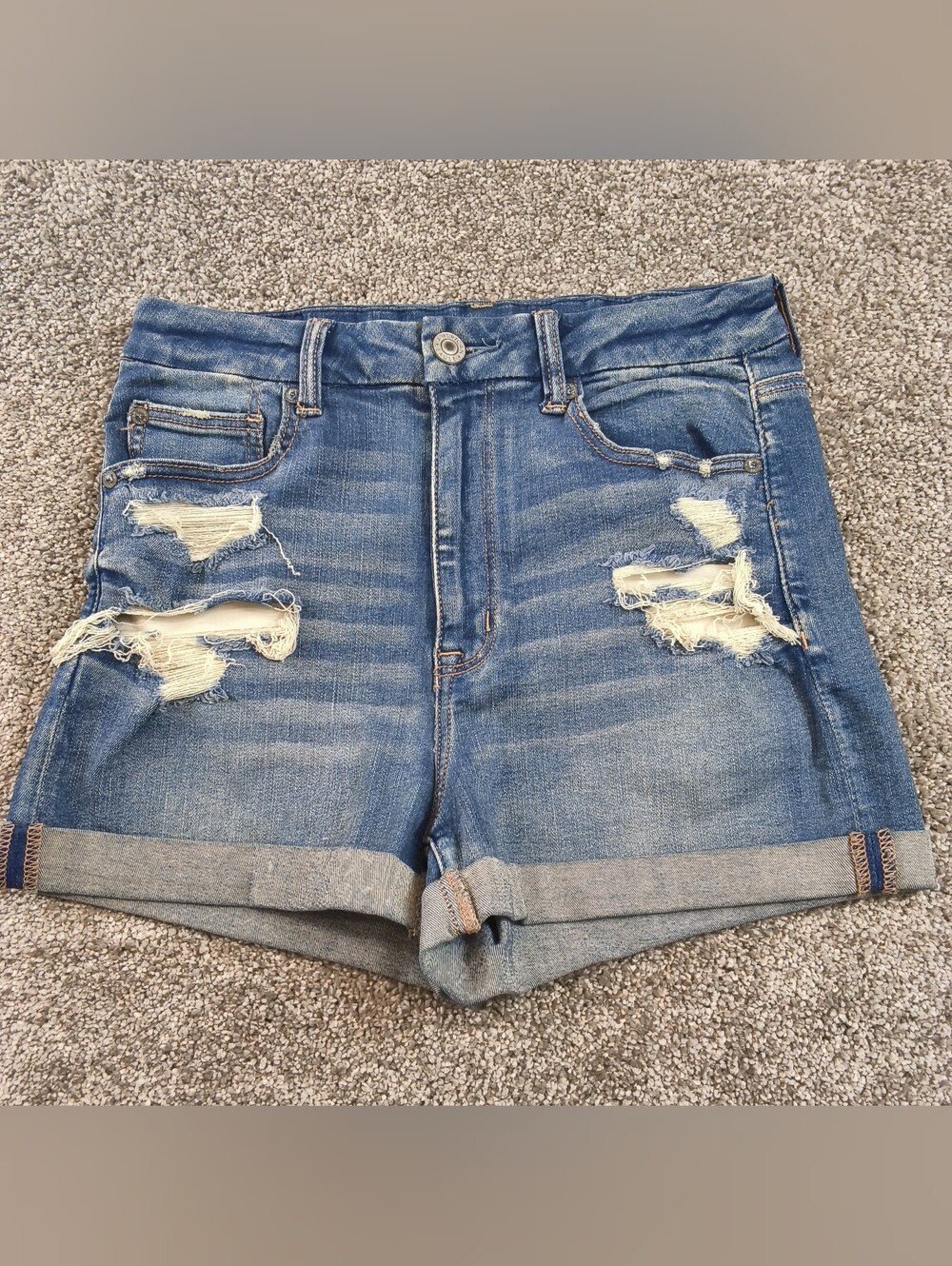 American Eagle Curvy High Rise Shortie Jean Shorts 8 Cuffed Ne(x)t Level Stretch